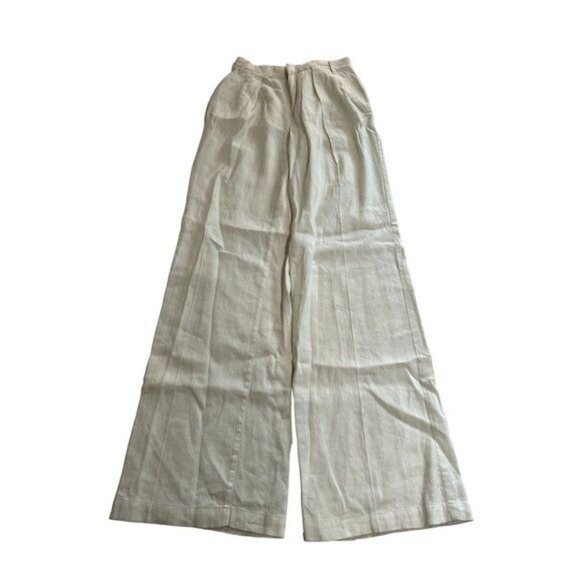 FRAME Wide Leg Pleated Pants in Ivory White - Picture 1 of 6